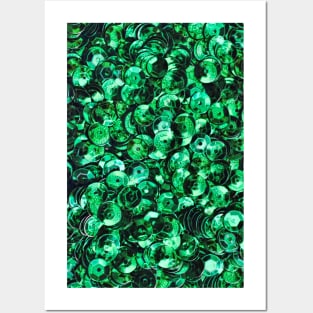 Green Scattered Sequins Posters and Art